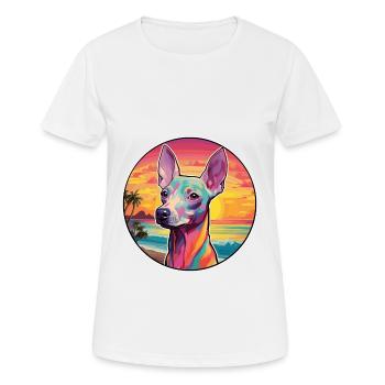 Inka Haarlose Hunderasse Bunte Karikatur Watercolo - Frauen T-Shirt atmungsaktiv - Weiß - Vorne - AI Model Female 172 dark (172cm)