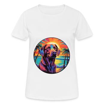 Indische Pariahundrasse Bunte Karikatur Watercolo - Frauen T-Shirt atmungsaktiv - Weiß - Vorne - AI Model Female 172 dark (172cm)