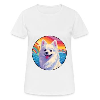 Japanese Spitz Dog Breed Colorful Cartoon Watercol - Women's Breathable T-Shirt - white - Front - AI Model Female 172 dark (172cm)