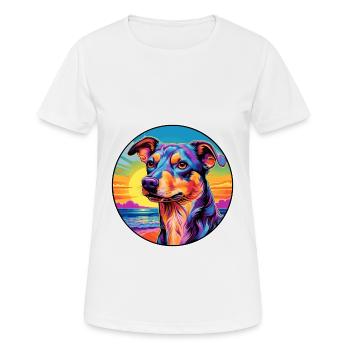 Hase indische Hunderasse bunte Karikatur Aquarell - Frauen T-Shirt atmungsaktiv - Weiß - Vorne - AI Model Female 172 dark (172cm)