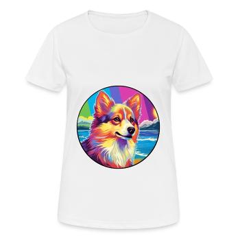 Icelandic Sheepdog Dog Breed Colorful Cartoon Wate - Women's Breathable T-Shirt - white - Front - AI Model Female 172 dark (172cm)