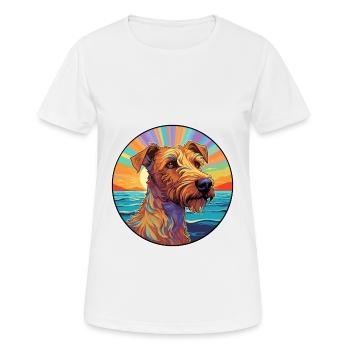 Irish Terrier Dog Breed Colorful Cartoon Watercolo - Women's Breathable T-Shirt - white - Front - AI Model Female 172 dark (172cm)