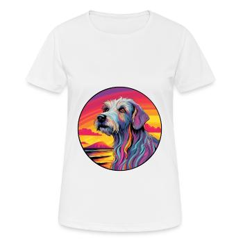Irischer Wolfshund Hunderasse Bunte Karikatur Waterco - Frauen T-Shirt atmungsaktiv - Weiß - Vorne - AI Model Female 172 dark (172cm)