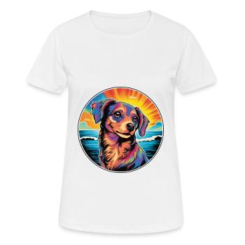 Italienische Volpino Hunderasse bunte Karikatur Waterco - Frauen T-Shirt atmungsaktiv - Weiß - Vorne - AI Model Female 172 dark (172cm)