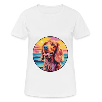 Irischer Setter Hund Rasse Buntes Karikatur Aquarell - Frauen T-Shirt atmungsaktiv - Weiß - Vorne - AI Model Female 172 dark (172cm)