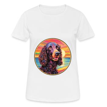 Irischer Wasserspaniel Hunderasse Bunte Karikatur Wat - Frauen T-Shirt atmungsaktiv - Weiß - Vorne - AI Model Female 172 dark (172cm)
