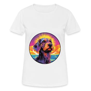 Istrian Wirehaired Hound Dog Breed Colorful Cartoo - Women's Breathable T-Shirt - white - Front - AI Model Female 172 dark (172cm)