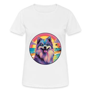 Keeshond Dog Breed Colorful Cartoon Watercolor - Women's Breathable T-Shirt - white - Front - AI Model Female 172 dark (172cm)