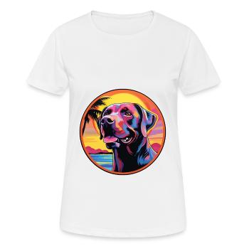 Labrador Hunderasse Bunte Karikatur Aquarell - Frauen T-Shirt atmungsaktiv - Weiß - Vorne - AI Model Female 172 dark (172cm)