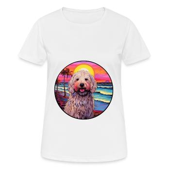 Komondor Dog Breed Aquarelle de dessin animé coloré - T-shirt respirant Femme - blanc - Devant - AI Model Female 172 dark (172cm)