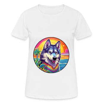 Kunming Wolfhund Hunderasse Bunte Karikatur Waterco - Frauen T-Shirt atmungsaktiv - Weiß - Vorne - AI Model Female 172 dark (172cm)
