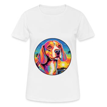 Kerry Beagle chien race coloré dessin animé aquarelle - T-shirt respirant Femme - blanc - Devant - AI Model Female 172 dark (172cm)