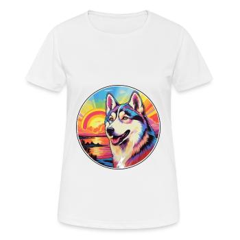 Labrador Husky Dog Breed Colorful Cartoon Watercol - Women's Breathable T-Shirt - white - Front - AI Model Female 172 dark (172cm)