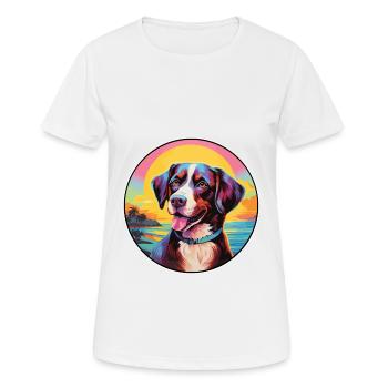 Laufhund Hunderasse buntes Karikatur-Aquarell - Frauen T-Shirt atmungsaktiv - Weiß - Vorne - AI Model Female 172 dark (172cm)