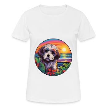 Lowchen Kleiner Löwe Hund Rasse Bunte Karikatur Wat - Frauen T-Shirt atmungsaktiv - Weiß - Vorne - AI Model Female 172 dark (172cm)