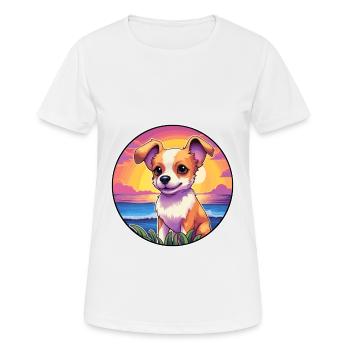 Lundehund chien race coloré dessin animé aquarelle - T-shirt respirant Femme - blanc - Devant - AI Model Female 172 dark (172cm)