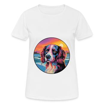 Landseer chien race coloré dessin animé aquarelle - T-shirt respirant Femme - blanc - Devant - AI Model Female 172 dark (172cm)
