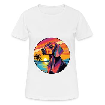 Chien Lituanien Chien Race Coloré Cartoon Waterc - T-shirt respirant Femme - blanc - Devant - AI Model Female 172 dark (172cm)