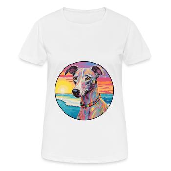 Lurcher Chien Race Coloré Dessin Animé Aquarelle - T-shirt respirant Femme - blanc - Devant - AI Model Female 172 dark (172cm)