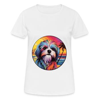 Maltais Shih Tzu Race De Chien Coloré Cartoon Waterc - T-shirt respirant Femme - blanc - Devant - AI Model Female 172 dark (172cm)