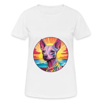 Mexikanische haarlose Hunderasse bunte Karikatur Wasserc - Frauen T-Shirt atmungsaktiv - Weiß - Vorne - AI Model Female 172 dark (172cm)