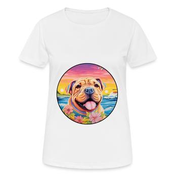 Miniature Shar Pei Dog Breed Colorful Cartoon Wate - Women's Breathable T-Shirt - white - Front - AI Model Female 172 dark (172cm)