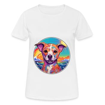 Chien d’Asie Moyenne Ovtcharka Race Coloré Dessin Animé - T-shirt respirant Femme - blanc - Devant - AI Model Female 172 dark (172cm)