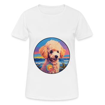 Miniatur-Pudel-Hunderasse Bunte Karikatur Wasserc - Frauen T-Shirt atmungsaktiv - Weiß - Vorne - AI Model Female 172 dark (172cm)