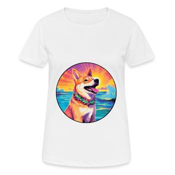 New Guinea Singing Dog Breed Colorful Cartoon Wate - Women's Breathable T-Shirt - white - Front - AI Model Female 172 dark (172cm)
