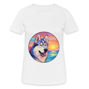 Northern Inuit Dog Breed Colorful Cartoon Watercol - Women's Breathable T-Shirt - white - Front - AI Model Female 172 dark (172cm)