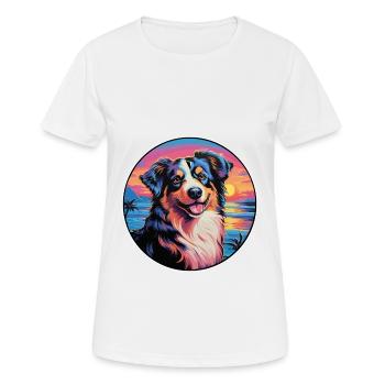 Nordamerikanische Schäferhundsrasse Bunte Karikatur - Frauen T-Shirt atmungsaktiv - Weiß - Vorne - AI Model Female 172 dark (172cm)