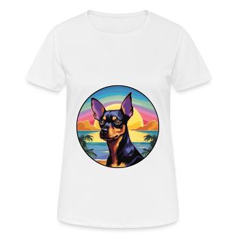 Miniature Pinscher Dog Breed Colorful Cartoon Wate - Women's Breathable T-Shirt - white - Front - AI Model Female 172 dark (172cm)