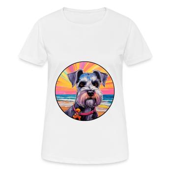 Schnauzer miniature chien race coloré dessin animé Wat - T-shirt respirant Femme - blanc - Devant - AI Model Female 172 dark (172cm)