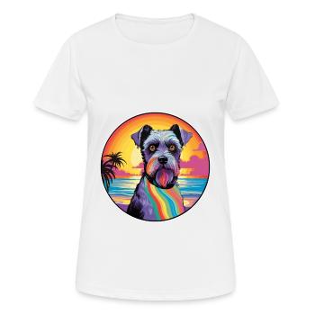 Mittelschnauze Hunderasse Bunte Karikatur Watercol - Frauen T-Shirt atmungsaktiv - Weiß - Vorne - AI Model Female 172 dark (172cm)