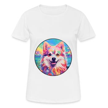 Spitz nordique race de chien coloré dessin animé aquarelle - T-shirt respirant Femme - blanc - Devant - AI Model Female 172 dark (172cm)