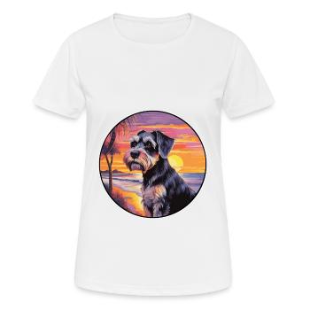 Mittelschnauzer Hunderasse Bunte Karikatur Waterco - Frauen T-Shirt atmungsaktiv - Weiß - Vorne - AI Model Female 172 dark (172cm)