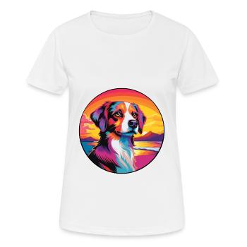 Nederlandse Kooikerhondje Dog Breed Cartoon Color - Women's Breathable T-Shirt - white - Front - AI Model Female 172 dark (172cm)