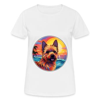 Norwich Terrier Hunderasse Bunte Karikatur Waterco - Frauen T-Shirt atmungsaktiv - Weiß - Vorne - AI Model Female 172 dark (172cm)