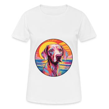 Vieux chien d’arrêt danois race coloré dessin animé Wate - T-shirt respirant Femme - blanc - Devant - AI Model Female 172 dark (172cm)
