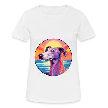 Vieux lévrier croate race de chien dessin animé coloré - T-shirt respirant Femme - blanc - Devant - AI Model Female 172 dark (172cm)