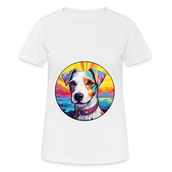 Parson Russell Terrier Hunderasse Bunte Karikatur - Frauen T-Shirt atmungsaktiv - Weiß - Vorne - AI Model Female 172 dark (172cm)