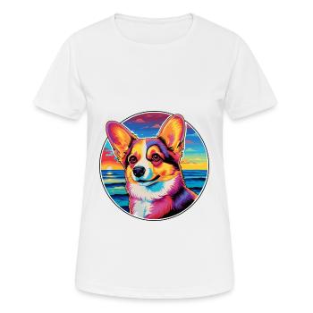 Pembroke Welsh Corgi Dog Breed Colorful Cartoon Wa - Women's Breathable T-Shirt - white - Front - AI Model Female 172 dark (172cm)