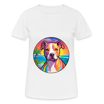 Pitbull Dog Breed Colorful Cartoon Watercolor - Women's Breathable T-Shirt - white - Front - AI Model Female 172 dark (172cm)