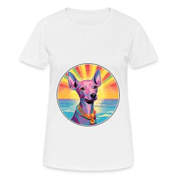 Peruanische haarlose Hunderasse buntes Cartoon-Wasser - Frauen T-Shirt atmungsaktiv - Weiß - Vorne - AI Model Female 172 dark (172cm)