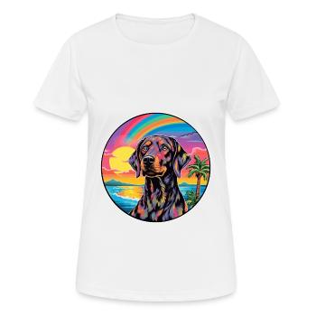 Plott Hund Hund Rasse bunte Karikatur Aquarell - Frauen T-Shirt atmungsaktiv - Weiß - Vorne - AI Model Female 172 dark (172cm)