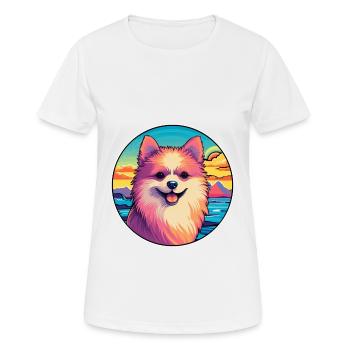 Pommersche Hunderasse buntes Karikatur-Aquarell - Frauen T-Shirt atmungsaktiv - Weiß - Vorne - AI Model Female 172 dark (172cm)