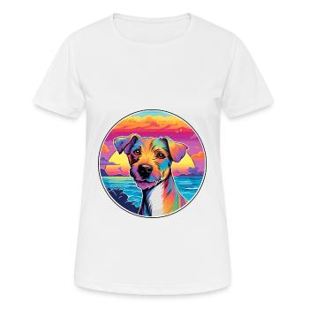 Plummer Terrier Hund Rasse Bunte Karikatur Waterco - Frauen T-Shirt atmungsaktiv - Weiß - Vorne - AI Model Female 172 dark (172cm)