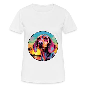 Chien de chasse polonais race de chien de bande dessinée colorée Wa - T-shirt respirant Femme - blanc - Devant - AI Model Female 172 dark (172cm)