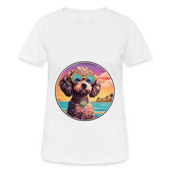 caniche chien race coloré dessin animé aquarelle - T-shirt respirant Femme - blanc - Devant - AI Model Female 172 dark (172cm)