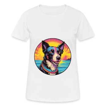 Portuguese Cattle Dog Breed Colorful Cartoon Water - Women's Breathable T-Shirt - white - Front - AI Model Female 172 dark (172cm)